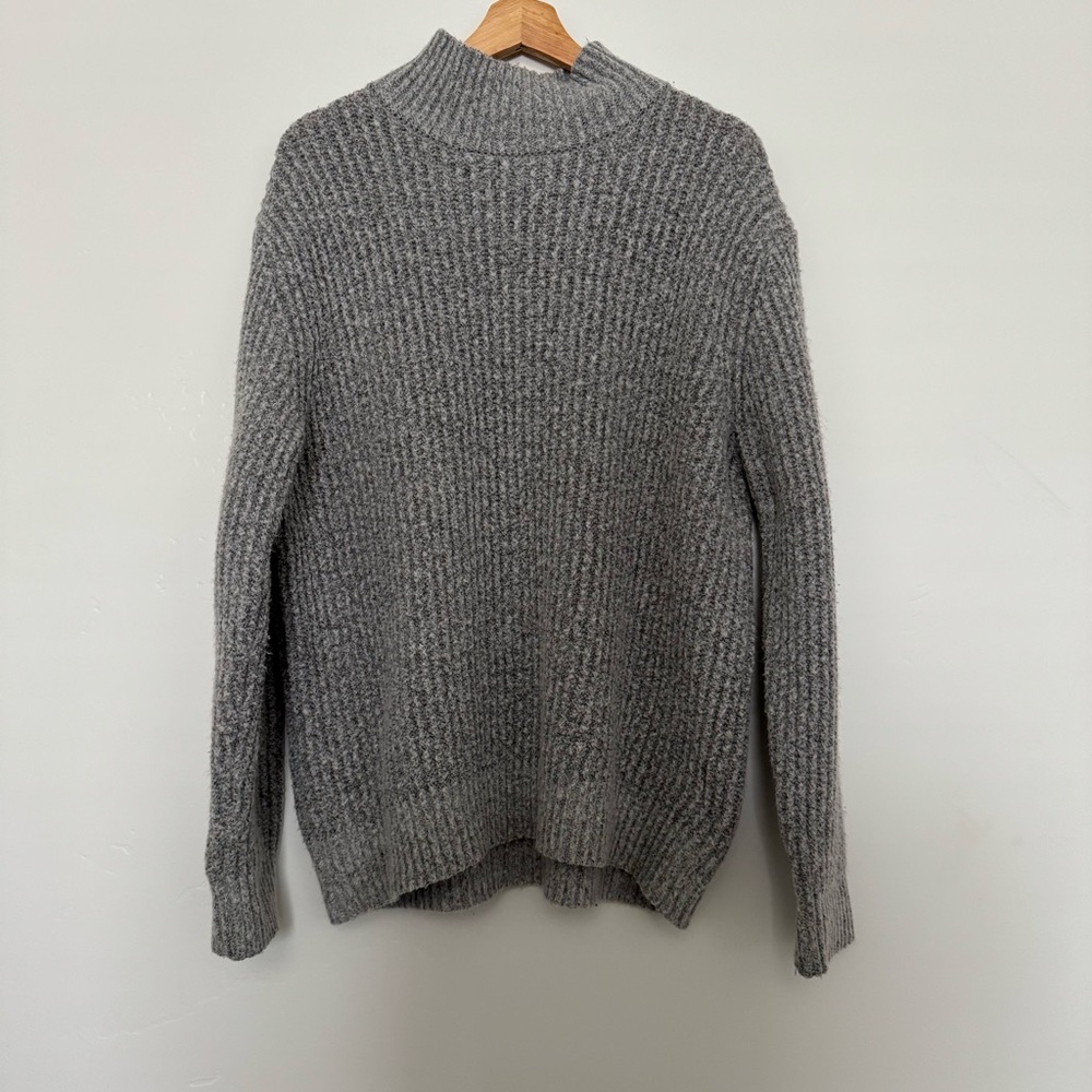Cozy Grey Ribbed Mock Neck Sweater (no brand or sizing )